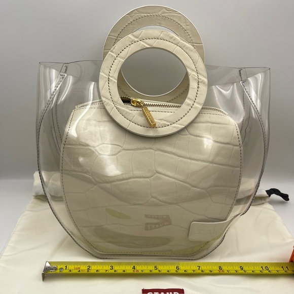 NEW Staud Frida Bag clear & cream PVC leather with dust bag - Picture 9 of 11